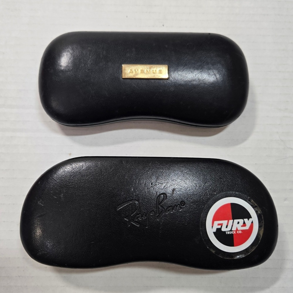 Ray Ban Clamshell Sunglasses Case with Cleaning Cloth and Avenue Case Lot of 2